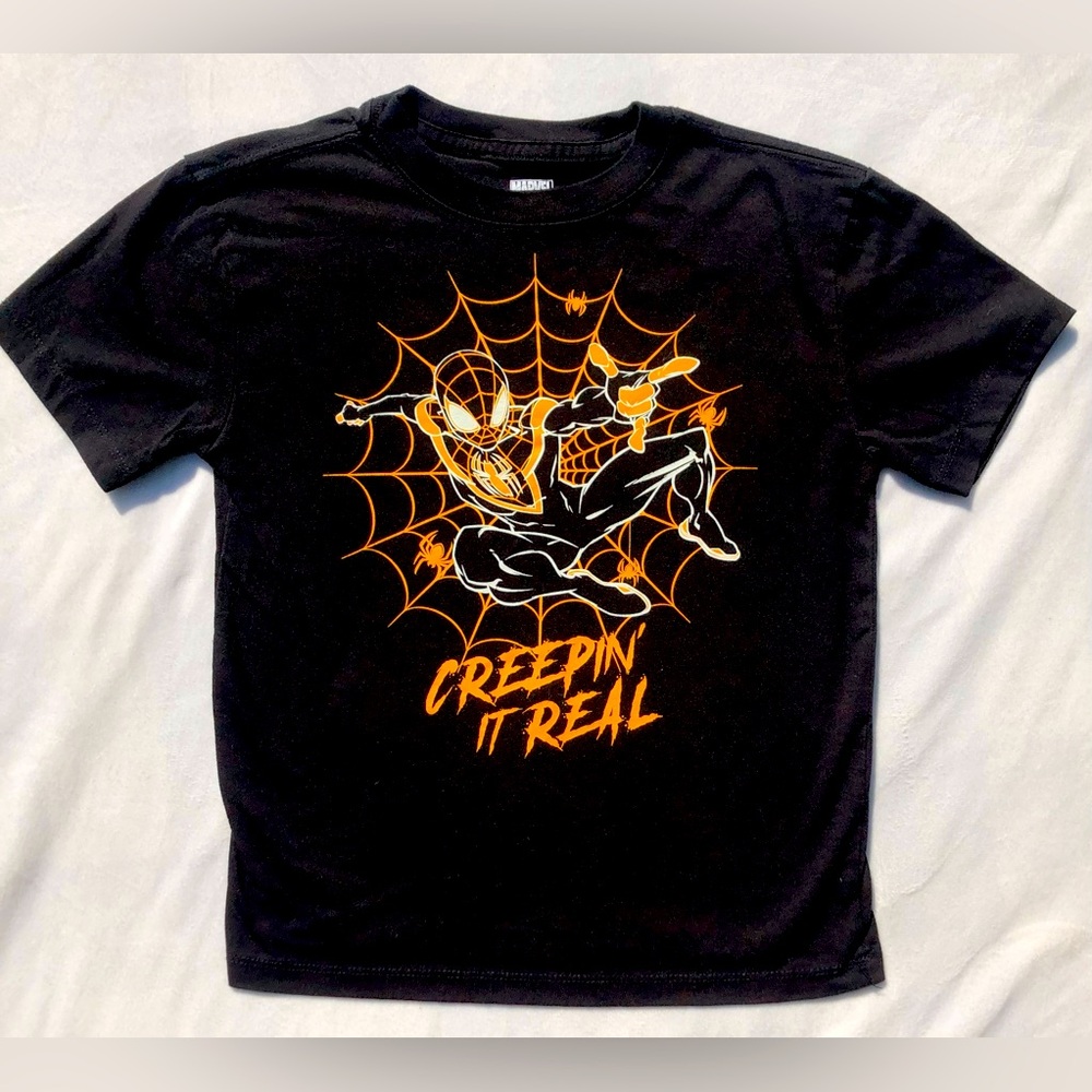 Marvel Black and Orange Spider Web Kids T-Shirt